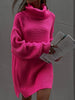 Winter Turtleneck Sweater Dress Women Oversize Midi Knitted Pullover Casual Loose Long Sleeve Knitwear Elegant Green Warm Jumper