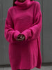 Winter Turtleneck Sweater Dress Women Oversize Midi Knitted Pullover Casual Loose Long Sleeve Knitwear Elegant Green Warm Jumper