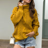 Winter Turtleneck Sweater Women Loose Elegant Warm Knitted Pullovers Solid Knitwear Jumper Tops Sueter Mujer