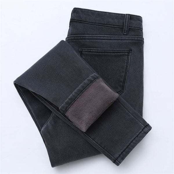 Winter Warm Jeans For Women Skinny Elastic Denim Pancil Pants Female Trousers Thicken black Plus Velvet insulated Jeans