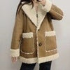 Winter Women Coat Faux Fur Fleece Jacket Double-side Lamb Wool Outerwear Casual Thicken Locomotive Lapel Coat Female Warm Jacket