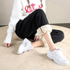Winter Women Fleece Pants Thick Keep Warm Gym Sweatpants Casual Solid Elastic Waist Lace-up Loose Female Trousers Leggings