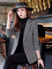 Winter Women Houndstooth Blazer Slim Plaid Long Sleeve Coat Lady Office Elegant Business Korea Style Suit Outerwear Warm Jacket