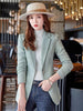 Winter Women Houndstooth Blazer Slim Plaid Long Sleeve Coat Lady Office Elegant Business Korea Style Suit Outerwear Warm Jacket