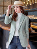 Winter Women Houndstooth Blazer Slim Plaid Long Sleeve Coat Lady Office Elegant Business Korea Style Suit Outerwear Warm Jacket
