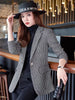Winter Women Houndstooth Blazer Slim Plaid Long Sleeve Coat Lady Office Elegant Business Korea Style Suit Outerwear Warm Jacket