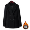 Winter Women's Black Woolen Suit Jacket Plus Cotton Korean Casual All-match Suits Slim Warm Coat Traf Ropa Mujer