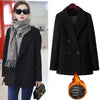 Winter Women's Black Woolen Suit Jacket Plus Cotton Korean Casual All-match Suits Slim Warm Coat Traf Ropa Mujer