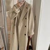 Winter Woolen Coat Women Thicken Long Jacket Casual Loose Windbreaker Outerwear Female Vintage Oversize Lapel Streetwear