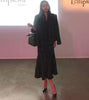 Winter v-neck Vintage woolen Office Blazer Top +mermaid Skirt Two Piece Work Sets Plaid