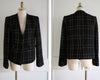 Winter v-neck Vintage woolen Office Blazer Top +mermaid Skirt Two Piece Work Sets Plaid