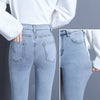 Winter warm jeans women high waist cotton elastic stretchy denim pants for ladies soft pencil pants slim fleece woman jeans