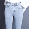 Winter warm jeans women high waist cotton elastic stretchy denim pants for ladies soft pencil pants slim fleece woman jeans