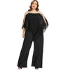 Plus Size 5XL Ladder Cut Out Overlay Jumpsuit Women Square Neck Asymmetrical Loose Fitting Fashion Jumpsuits Big Size