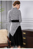 With Belt! Women's Skirts Suits Knit Stand Neck Long Irregular Sweaters Tops And Spliced Velvet Long Skirt Suits Set NS988