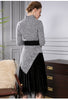 With Belt! Women's Skirts Suits Knit Stand Neck Long Irregular Sweaters Tops And Spliced Velvet Long Skirt Suits Set NS988