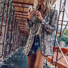 With Pockets Outerwear Slim Fit Women Blazer Turn-down Collar Long Sleeve Daily Wear Snakeskin Printed Party Open Front Shopping