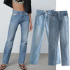 Withered England High Street Vintage Mom Jeans Woman Washed Medium Waist Jeans Denim Pants For Women Straight Jeans For Women
