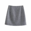 Withered England Style Office Lady Vintage Houndstooth Plaid Casual Blazer Women Aline High Waist Mini Skirts Women Sets