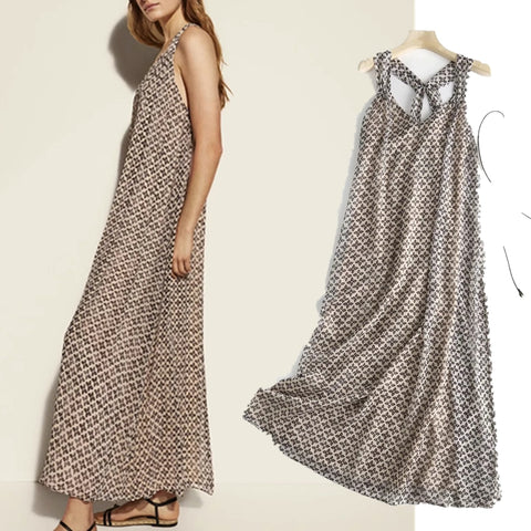 Withered Summer Dress Women Vestidos England Style  Geometric Printing Sexy Holiday Tank Dress Women Party Dress Women