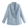 Wixra Women Casual Business Double Breasted Blazer Coat Long Sleeve Pockets Female OL Chic Tops Hot