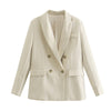 Wixra Women Casual Business Double Breasted Blazer Coat Long Sleeve Pockets Female OL Chic Tops Hot