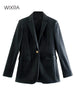 Wixra Women PU Faux Leather Blazer Turn-down Collar Single Button Jacket Coat Autumn Winter Streetwear Outerwear