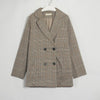 Wixra Women Plaid Casual Double Breasted Blazer Coat Turn Down Collar Pockets Female OL Chic Tops Hot
