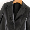 Wixra Womens PU Blazer Jackets Spring Autumn Casual Single Breasted Notched Long Sleeve Faux Leather Coat Streetwear Outerwear
