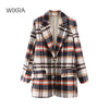 Wixra Womens Vintage Khaki Plaid Blazer Jacket Casual Single-Breasted Stylish Coat High Street 2022 Spring