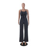 Sexy Bow Strap Striped Jumpsuit Wide Legs Summer Sleeveless Backless Off Shoulder High Split Rompers Womens Jumpsuits
