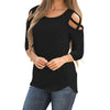New Women Three Quarter Sleeve Crisscross Strappy Cold Shoulder Shirt 2022 Womens Tops camisa Drop Shipping 6.JULY.21