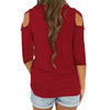New Women Three Quarter Sleeve Crisscross Strappy Cold Shoulder Shirt 2022 Womens Tops camisa Drop Shipping 6.JULY.21