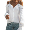 Sexy Off Shoulder Shirts Women V-Neck Long Sleeves Auttmn Shirt Tops Streetwear Style Pure Color Loose Clothes 16.JULY.20