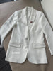 Woman 2023 White Blazer Sleeves arrow Strass Detail Front 2 buttons Heart Brooch Long Sleeved Suit Tops