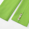 Woman 2023 Summer Casual Green Straight Blazer Retro Flip Pocket Long Sleeve Button Female Jacket Chic Top Mujer