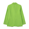 Woman 2023 Summer Casual Green Straight Blazer Retro Flip Pocket Long Sleeve Button Female Jacket Chic Top Mujer