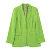 Woman 2023 Summer Casual Green Straight Blazer Retro Flip Pocket Long Sleeve Button Female Jacket Chic Top Mujer