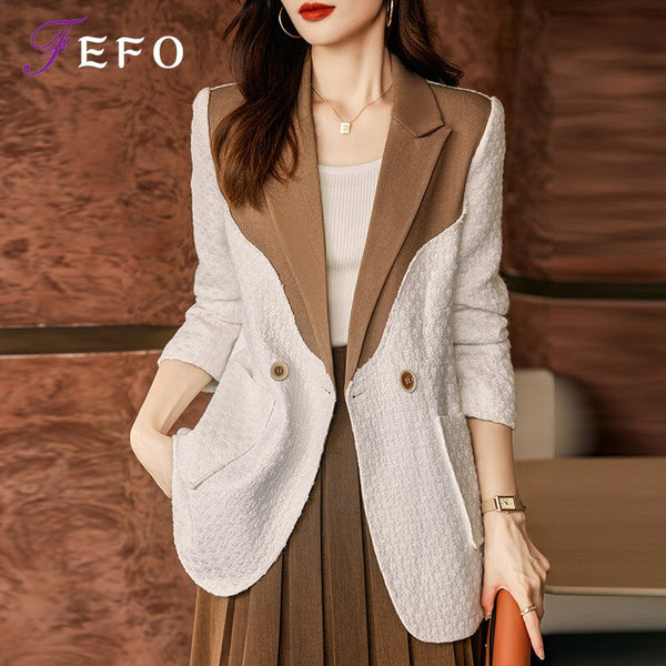 Woman Blazer Jackets 2023 Elegant Autumn Long-Sleeved Solid Color Simple And Woman Jacket Female Clothes Outerwear