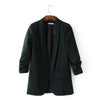 Woman Blazer Turn-down Pocket Ruched Sleeve Office Lady Coat Solid Color Slim Suit Blazers Winter Outerwear Female Clothing A1