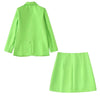 Woman Casual Green Loose Blazer Suit 2023 Spring High Street Matching Sets Ladies Elegant High Waisted A-Line Mini Skirt Sets