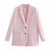 Woman Casual Pink Long Sleeve Blazer 2023 Autumn Elegant Female Solid Basic Blazers Offices Ladies Chic Button Outwear