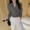 Woman Causal Plaid Short Blazer Houndstooth Jacket