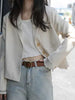 Woman Causal Solid Short Blazer White Black Jacket
