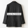 Woman Dark Grey Houndstooth Wool Blend Blazer Single Button Long Sleeves Suit