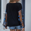 Woman Elegant Mesh Patchwork Blouse Long Sleeve Blouse Black Lace Transparent Butterfly Pullover Streetwear Shirts