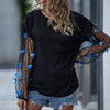 Woman Elegant Mesh Patchwork Blouse Long Sleeve Blouse Black Lace Transparent Butterfly Pullover Streetwear Shirts