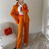Woman Elegant Orange Fur Patchwork Blazer 2023 Spring Chic Female Solid Button Blazers Ladies High Street Straight Blazers