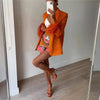 Woman Elegant Orange Fur Patchwork Blazer 2023 Spring Chic Female Solid Button Blazers Ladies High Street Straight Blazers