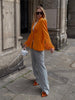 Woman Elegant Orange Fur Patchwork Blazer 2023 Spring Chic Female Solid Button Blazers Ladies High Street Straight Blazers